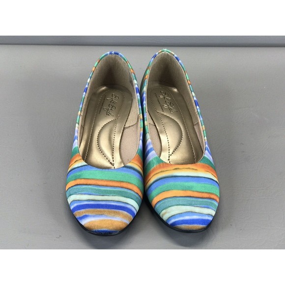 Soft Style Hush Puppies ETROIT Women's Slip-On Fabric MultiColor Pump Heel 6 - Picture 2 of 7